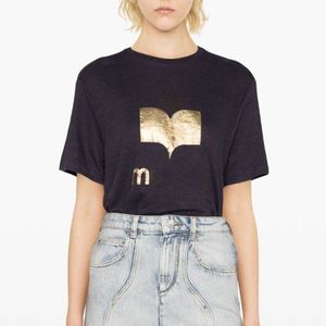24SS Isabel Marrant Mujeres Diseñador de diseñadores Nuevas letras de moda Camiseta de impresión dorada Tubo recto Casual Sports Top Women Beach Tees