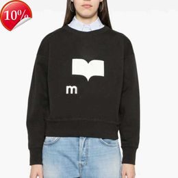 24SS Isabels Marant Nouveau Femmes Designe Pull Sweat-shirt Casual Coton Lettre Imprimer Triangle Cou Noir Lâche Sweat À Capuche À Manches Longues Hoop Tendance Pull Tops8ru2