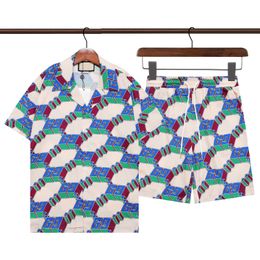 24ss de luxe Hawaii Silk Bowling Shirt Men's Casual Short Dress Shirts Fashion 3D Letter Imprimer Big Vacation Shirts