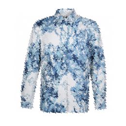 24SS Hombres diseñador Abrigo Chaqueta París Camuflaje flores jacquard Coral algas marinas estampado chaqueta de manga larga camisa manga larga mujer azul M-XL