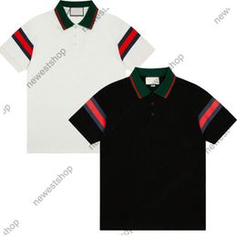 24SS Hommes Designer Tee Polos Hommes Stripe Imprimer Polos T-shirts Coton Femmes Col Rabattu Montage Classique T-shirt Noir Blanc 3XL XXXL