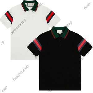 24ss Mannen designer Tee Polo shirts heren streep print polo's t-shirts katoen vrouwen kraag klassieke montage tshirt zwart wit 3XL XXXL