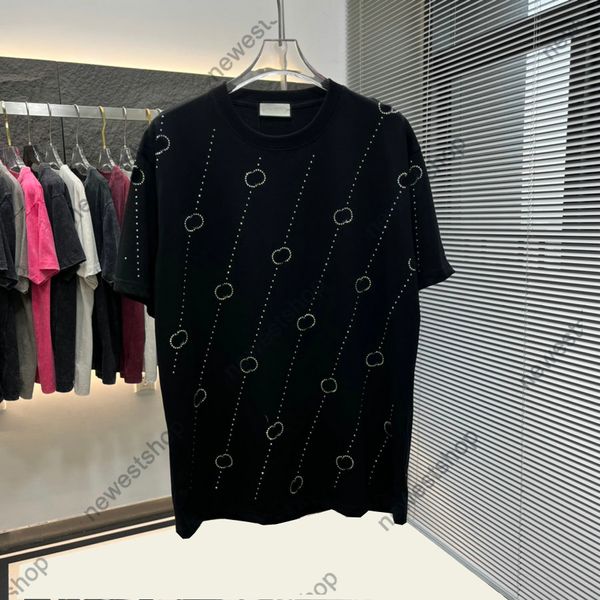 24SS Hommes Designer Tee T-shirt Mens Lettre Imprimer T-shirts à manches courtes Coton Femmes Noir Blanc Col rond Diamond Hot Tshirt XXL 2XL