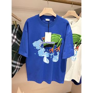 24SS heren designer T-shirt Italiaanse ontwerper gebreide shirt met korte mouwen Katoen dames wit groen wit blauw graffiti kikker schetsen bedrukt t-shirt