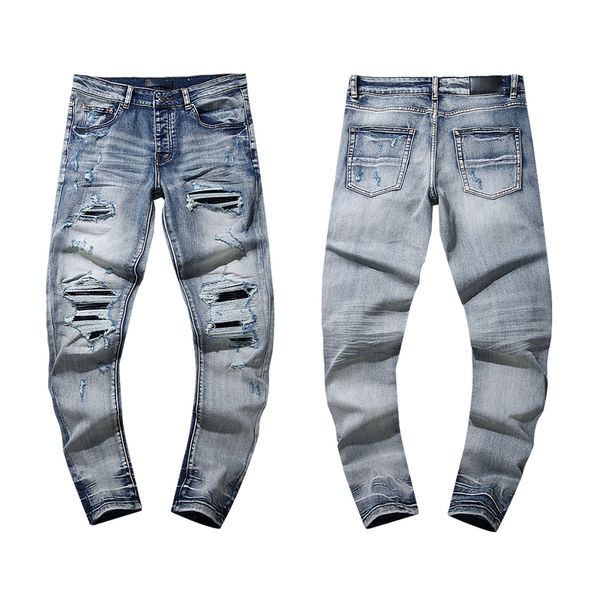 24SS jeans pour hommes mirs jeans jeans de créateur High Street Hole Star Patch Hommes Dames Miss Star jeans brodés