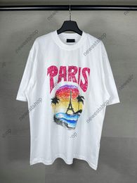 24SS hommes grande taille t-shirt paris luxe t-shirt chemises coton décontracté été designer imprimé polaire t-shirts noir blanc surdimensionné hauts tee