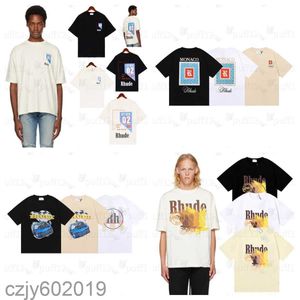 24SS Mens T-shirts Designer Rhude T-shirt Femmes Designer T-shirts Rhude Imprimé Mode homme T-shirt TopQuality US Taille S-XL