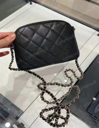 24SS Mirror Quality Caviar kalfsleer Shell Tas Zwart Fashion Crossbody Schouderkettingzakken Echte lederen ontwerper Handtassen Zilveren hardware 12a Grade