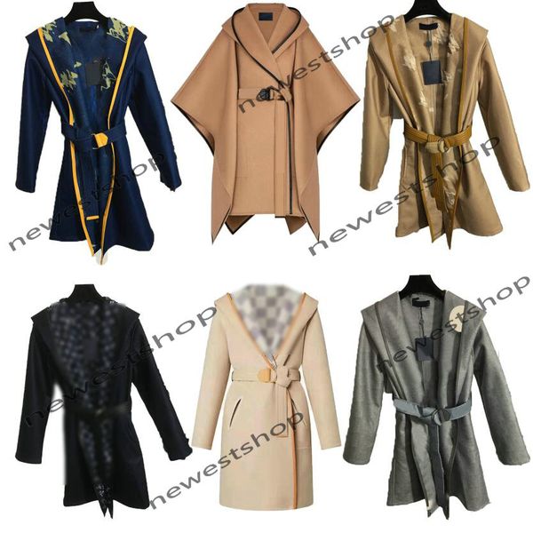 24SS Mélanger l'ordre des femmes pardessus de laine Designer Manteaux Femmes Veste lettre classique Imprimer Matériel de laine Manteau à capuche Manteau dame Long Trench Coats