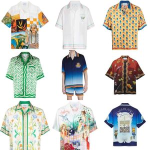 24ss Nieuw Casablanca Modetrend Designer Overhemd Casual Veelzijdige Mannen en Vrouwen Hawaii Strand Zijden Shirts Met Korte Mouwen Polo's Getijde Tops Casablanc