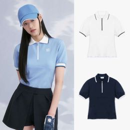 24SS New Designer Golf Clothing Women's 24 Summer New Polo Neck Fashion versátil Color sólido Top de manga corta