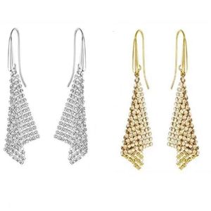 24SS NIEUWE Designer sieraden oorringen elegante kristallen driehoek hol met diamant maasworteloorbellen voor vrouwelijke studs Sterling Silver 925 oors