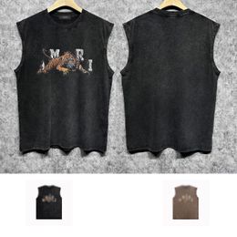 24SS NIEUWE Designer Mens Tanktops Trendy merk Ademende mode zomerzomers mouwloos T-shirt Zjbam101 Bone Crack Tiger Print om oude vest te maken sportkleding S-XXL