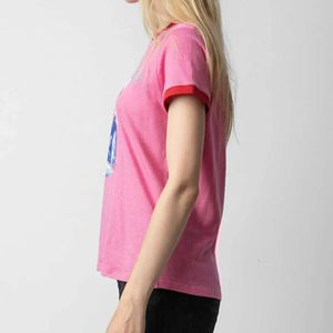 24SS nieuwe modetrend T-shirt Zadi Voltair Niche Designer Classic Style T-shirt inkt Digitale print Eenvoudige veelzijdige veelzijdige vrouwen Katoen Korte Mouw T-shirt Tops