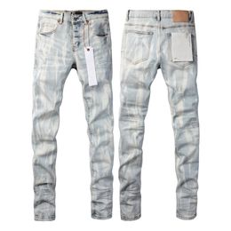 24SS Nouveaux hommes Purple Jeans Designer Marque Pantalon long empilé Ripped High Street Retro Wash Patch Hole Denim Slim Fit Pantalon Straight Fashion Jeans Streetwear