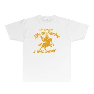 24SS New Rhude Summer Camisetas para hombres Diseñador Tamisetas Fashion Fashion Fashion Manga corta RH045 Pegasus de doble ala Tamaño de camiseta de manga corta