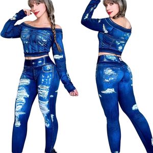 24SS NIEUWE Spring en Autumn Tracksuits Summer Blue Denim Outfits matching set denim broek 2 -delige set dames jasje jeans pak vrouwelijke mode streetwear k7153