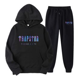 24SS New Trapstar Letter Impring Men S and Women Multi Color Two Two Piece Loose Sweat Sweat
