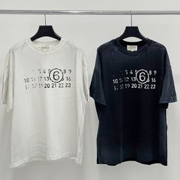 24SS Paris Number Vintage Print Oversize Tee T -Waste Designer T Shirt Spring Summer Casual Fashion Skateboard Men Women T -shirt 0420