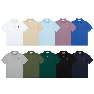 24SS Polo Shirt Designer Small Love Borduurwerk Solid kleur Korte mouw Pure katoenen T -shirt High Street Male en vrouwelijke paren Casual losse poio -shirt