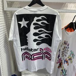 24ss imprimé Hellstar blanc T-shirt femme 1 1 haute qualité pur coton T-shirt style décontracté pour vêtements pour hommes 240112