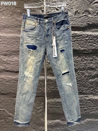 Jeans de marque violette 24ss nouveaux jeans de créateurs pour hommes et femmes marques de mode légère trou de luxe brisé Hot lavage endommagé pour hommes
