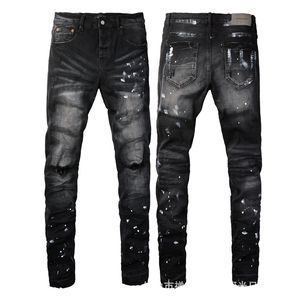 24ss de créateur violet jeans pantalon denim pantalon noir broderie de qualité haut de gamme Ripped for Trend Brand Vintage Pant Hommes