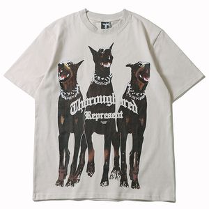 24ss Represente Tshirt Marque T-shirts pour hommes Harajuku Y2K Hiphop Surdimensionné Vintage T-shirt Punk Gothique Chien Imprimer Vêtements Representhoodie Streetwear 3761