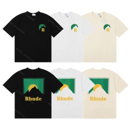 24ss Rhude Heren T-shirt Hoge kwaliteit Tees Designer Casual Mode Korte mouw Santo bedrukt katoen casual T-shirt met korte mouwen Heren Dames Ronde hals T-shirts Amerikaanse maat 009