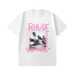 24SS Rhude T-shirt Designer Vêtements de mode T-shirts Hip Hop Perruche Perroquet à longue queue Imprimer High Street Casual Polyvalent T-shirts à manches courtes Hommes Femmes Streetwear XC