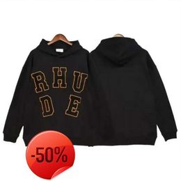 24ss Rhudes hommes sweat à capuche sweat à capuche Felpa Uomo Niche marque de mode Sudadera hiver Long col rond pull bas