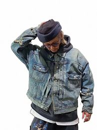 24ss Saint X BBJ Printemps Eté High Street Hip Hop Vintage Veste en jean Distred b3Dw #