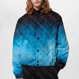 24ss lente nieuwe jas, LL hoogwaardige ijsblauwe gradiënt bedrukte jas, designer jas, herenjas, unisex katoenen jas voor gratis verzending