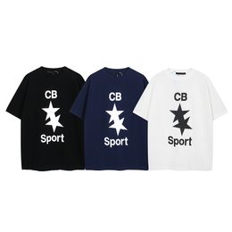 24SS Primavera Verano Europa Reino Unido Estrella de cinco puntas Imprimir Volver Bordado Tee Moda para hombre Camiseta de manga corta Mujer Casual Algodón Diseñador Camisetas 0112