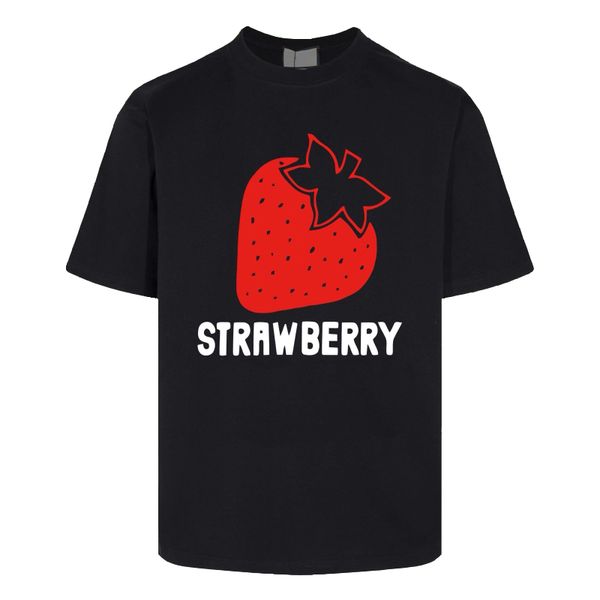 24SS Spring Summer Europe Italie Lettre Big Strawberry Print Tee Tee Fashion Mens Skateboard Corfes courtes Tshirt Femmes Vêtements Coton décontracté Designer T-shirts 0427