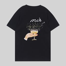 24ss printemps été lourd fabriqué aux états-unis coupe de vin impression t-shirt hommes femmes amoureux Hip Hop à manches courtes t-shirt 0130