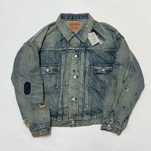 24SS Printemps Été Manteaux pour hommes High Street Hip Hop Vintage Veste en détresse