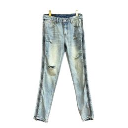 24SS lente/zomer nieuwe zijkant ritsje jeans vintage wash klassiek vijf zakontwerp om oude casual jeans te maken