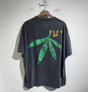 24SS Spring Summer USA Leaf Letter Afdruk T -shirt Vintage Oversized T -shirt Hoge kwaliteit Korte mouw Women Mens Fashion T -shirts 0430