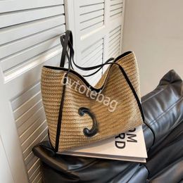 24SS Sac de paille Designer Sac de plage Sac fourre-tout de luxe Crochet Classique Shopping Sacs à main Femmes Palin avec lettres Cline Sac à main Grande capacité Dames Sac