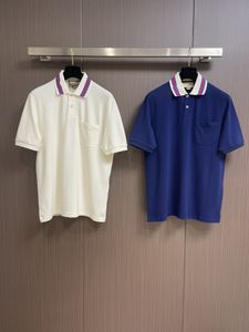 24SS Summer Casual Designer T-shirt Hommes G Lettre Brodée Imprimer Mode Ruban Flip Cou Polo À Manches Courtes 412