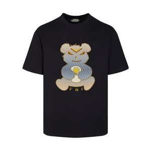 24SS Summer Italie Cartoon Bear Print Tee Fashion Fashion Men's Short Skateboard Tshirt Femmes Vêtements Coton décontracté Designer T-shirts 0409