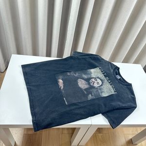 24SS Summer Japon Kuso Mona Lisa Paint d'huile Impression Wasage Vintage Tee Fashion Men de Skateboard à manches courtes Men