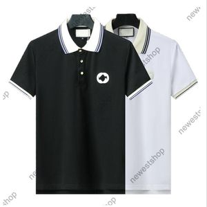 24SS Summer Mens Polos Men Men Designer T-shirt Pocket borduurbrief afdrukken Polo shirts streep geprinte korte mouw katoenen t-shirts