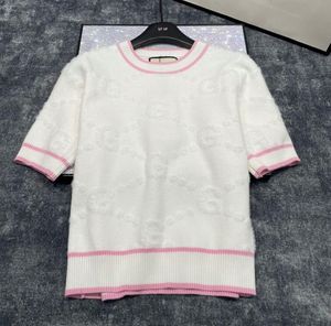 24SS Été NOUVEAU T-shirts en tricot pour femmes à manches courtes Marque de luxe Designer Tricots hauts adaptés 85-130 lb