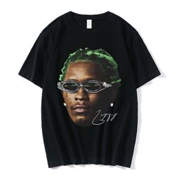 T-shirt d'été à manches courtes en pur coton pour hommes, style Hip Hop, chanteur de Rap américain, imprimé Portrait, marque tendance, 24ss