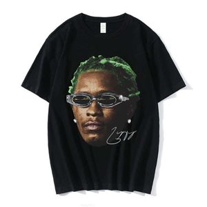 T-shirt de coton pur Summer 24SS pour hommes Hip Hop American Rap Portrait Print Print Brand Trendy Sleeves