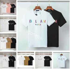 24ss camiseta Camiseta de diseñador Camiseta para hombre de lujo Letras de color blanco negro Algodón puro que adelgaza transpirable anti-pilling Manga corta Hombres Mujeres TLa moda ocio