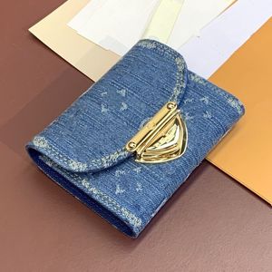 24SS Top Luxe Designer Blue Denim Clamshell Wallet -serie Victorine Wallet Classic Interior Card Slot Ladies Pass Pocket Pocket Travel Walle RLRN