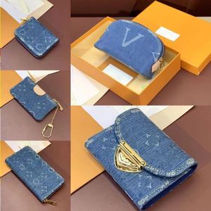 24SS Top Luxury Designer Blue Denim Clamshell Wallet -serie Victorine Wallet Classic Interior Card Slot Ladies Pass Pocket Pocket Travel Walle CMHT
